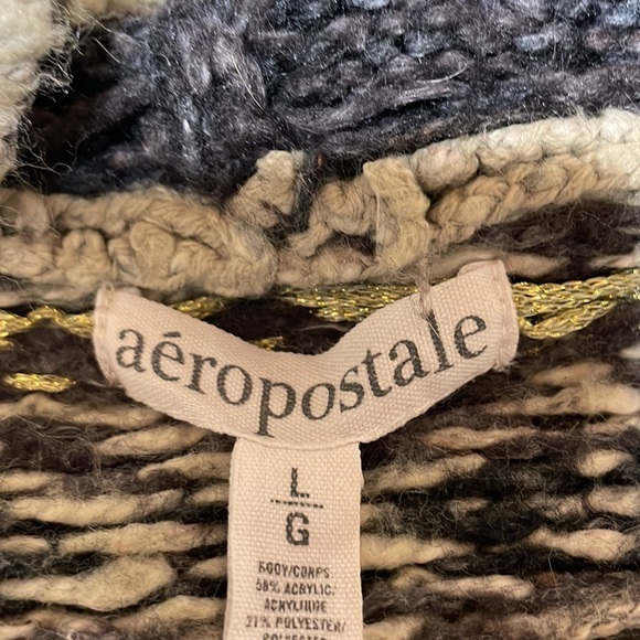 Aeropostale Knit Hooded Short Sleeve Button Down Sweater - Picture 7 of 10